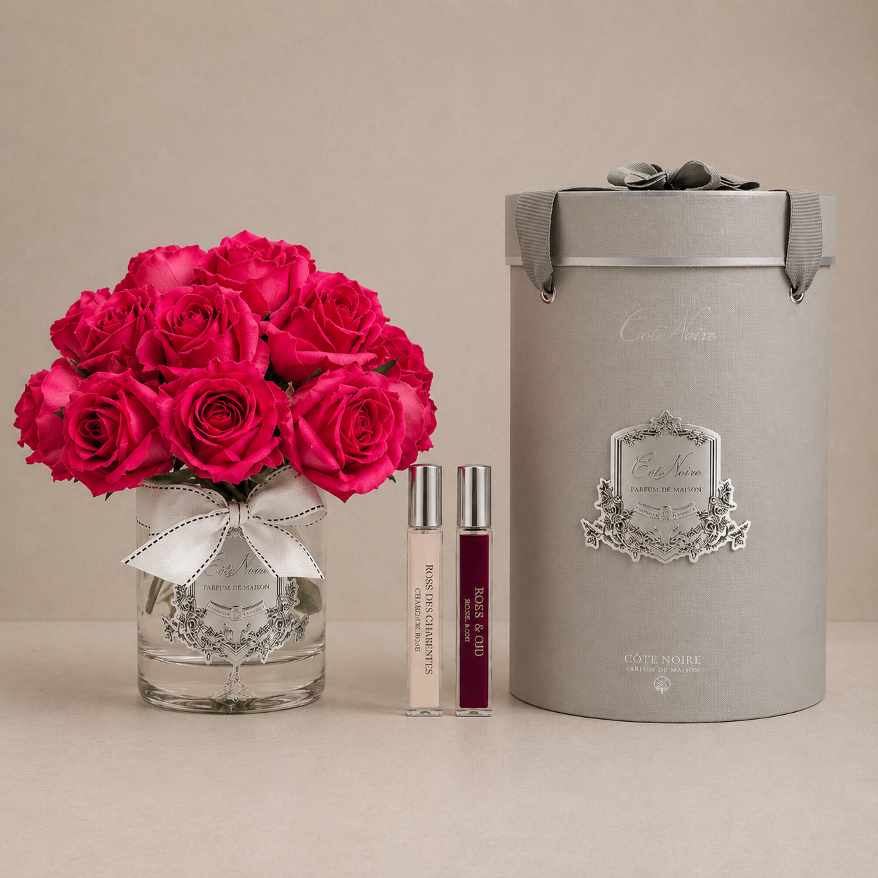 Cote Noire Luxury Grand Rose Bud Bouquet | Magenta