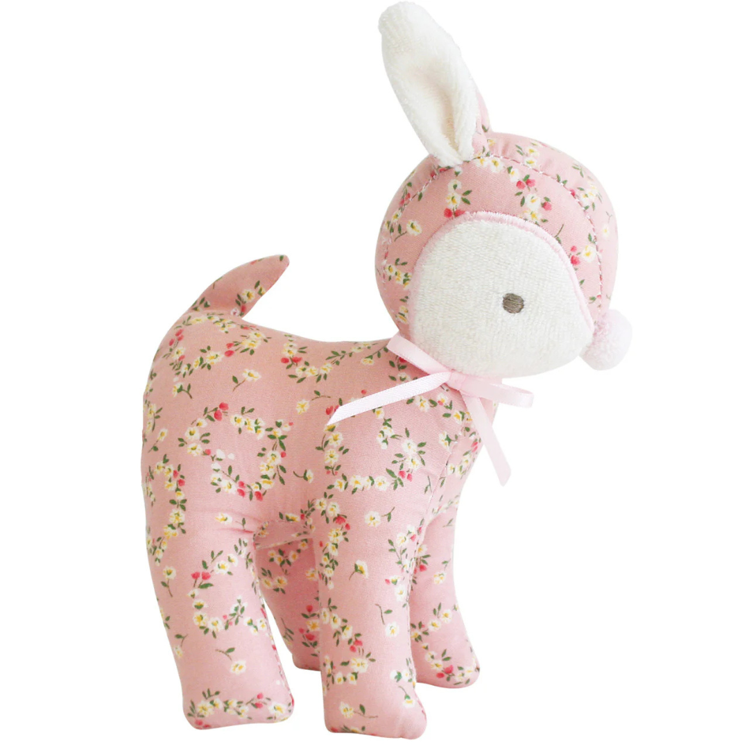Baby Deer Rattle Posy Heart