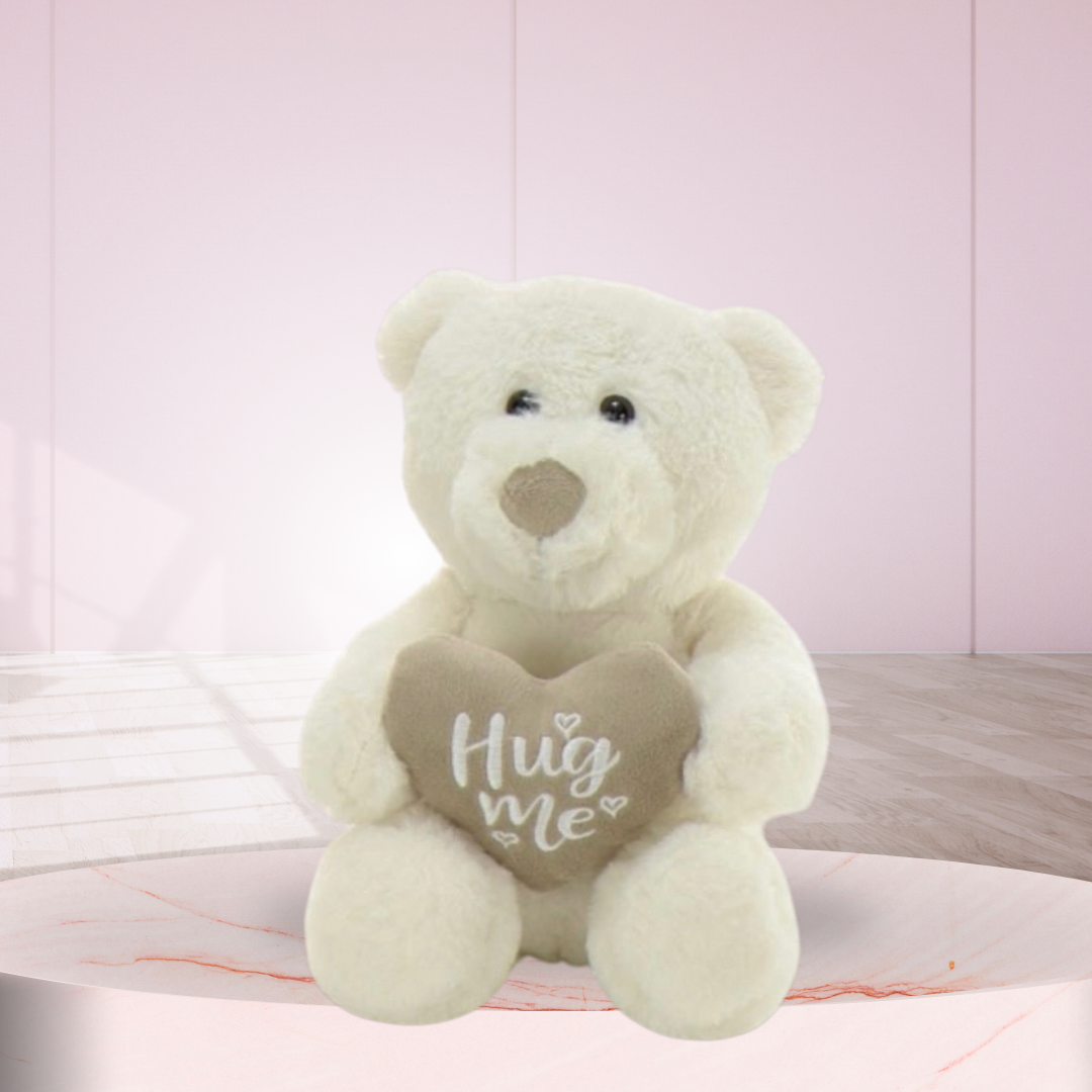 Teddy Bear with Heart - White 25cm