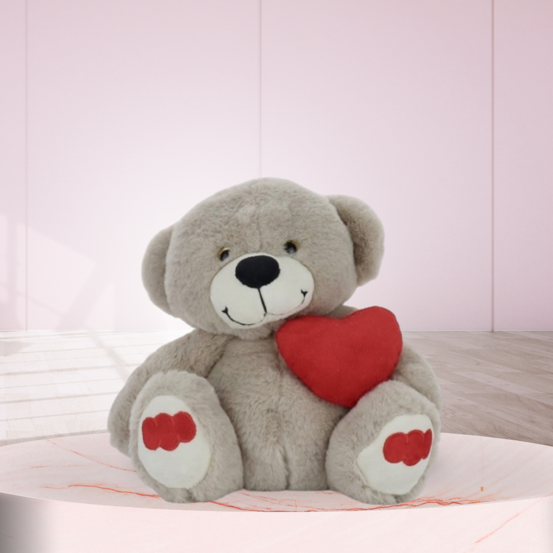 Teddy Bear holding heart - Beige 25cm