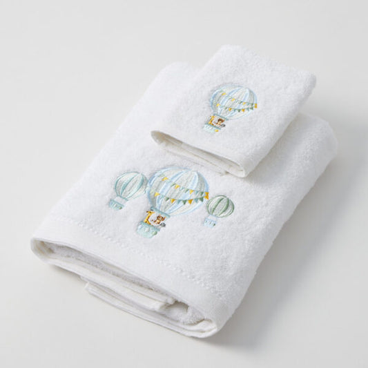 Balloon Voyage Bath Towel & Face Washer in Organza Bag | Jiggle & Giggle