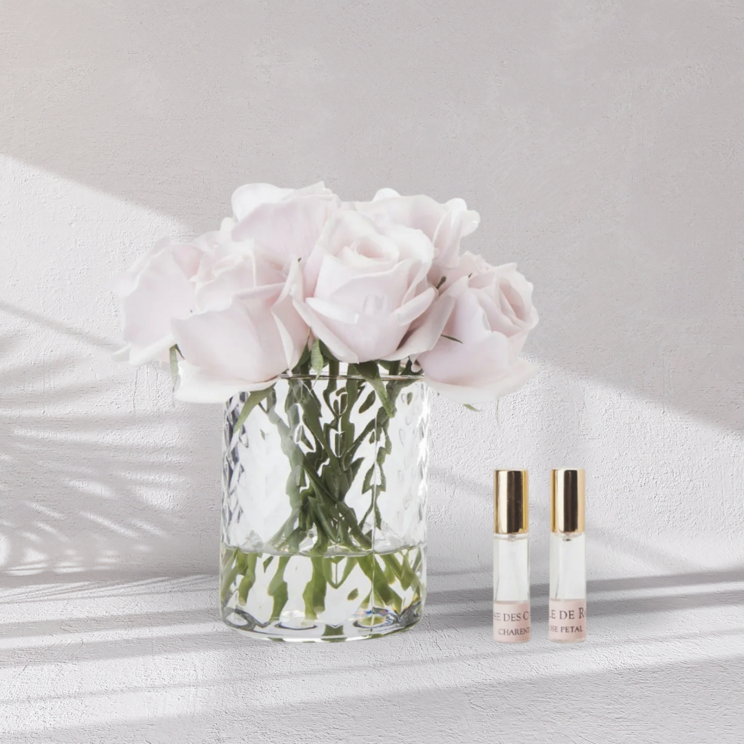 Cote Noire Herringbone Flower - Rose Buds - Clear - French Pink