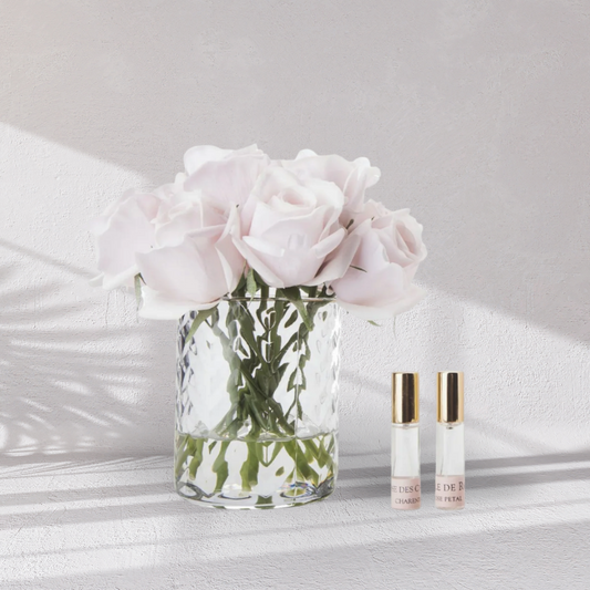Cote Noire Herringbone Flower - Rose Buds - Clear - French Pink