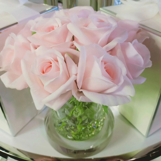 Cote Noire Herringbone Flower - Rose Buds - Clear - French Pink