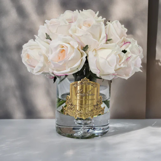 Cote Noire Luxury Grand Rose Bud Bouquet - Pink Blush - Gold Badge