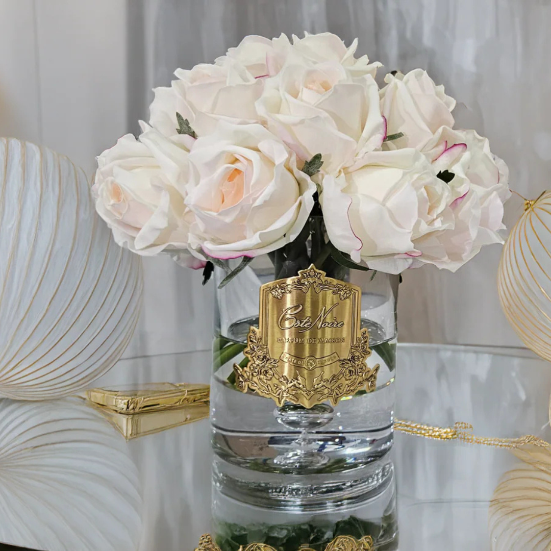 Cote Noire Luxury Grand Rose Bud Bouquet - Pink Blush - Gold Badge