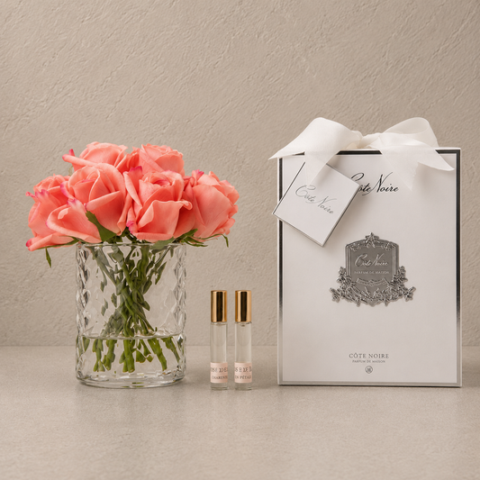 Cote Noire Herringbone Rose Buds | White Peach