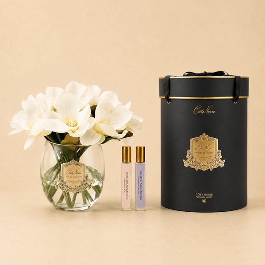 Côte Noire Luxury Round Magnolia Bouquet - Ivory White