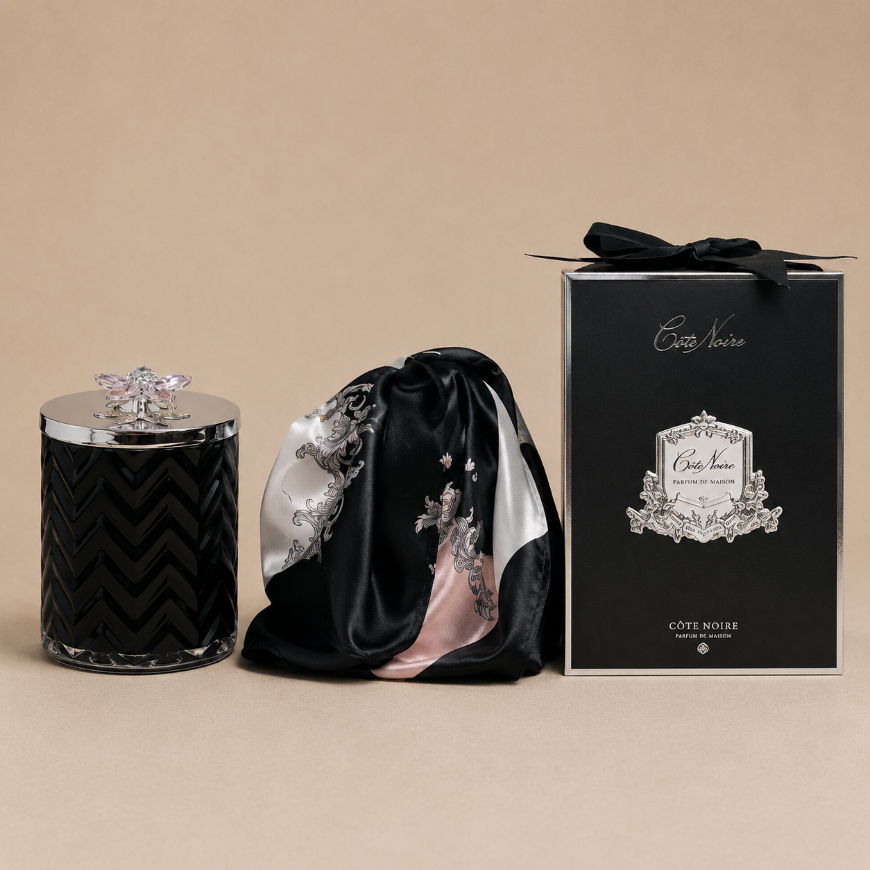 Cote Noire Herringbone Candle | Pink Champagne