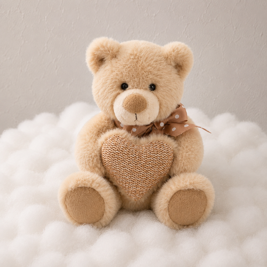 Teddy Bear Darren w Plush Heart Brown (24cmST)