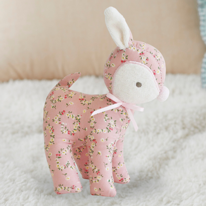 Baby Deer Rattle Posy Heart