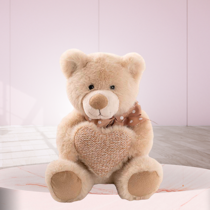 Teddy Bear Darren w Plush Heart Brown (24cmST)