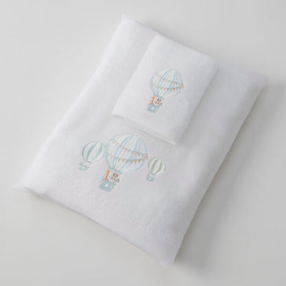 Balloon Voyage Bath Towel & Face Washer in Organza Bag | Jiggle & Giggle