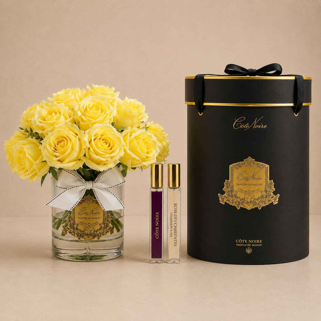 Cote Noire Luxury Grand Rose Bud Bouquet | Yellow