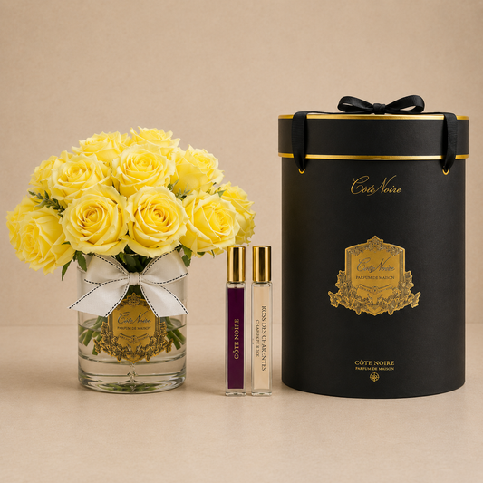 Cote Noire Luxury Grand Rose Bud Bouquet | Yellow