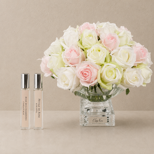 Cote Noire Luxury 37 Rose Bud Bouquet | Pink Green and White